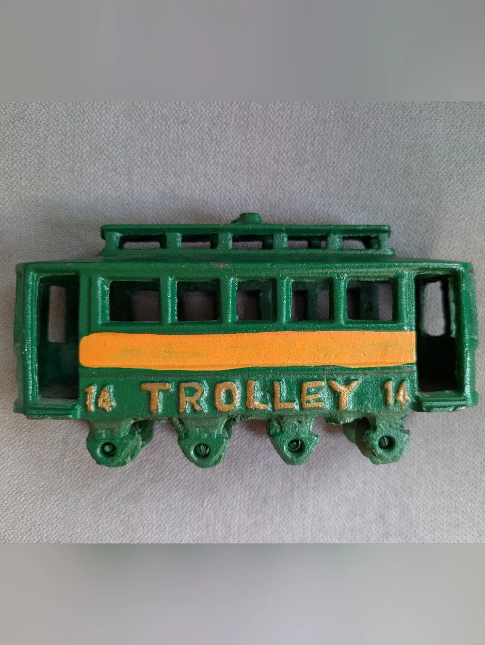 Vintage Green Cast Iron Trolley 14